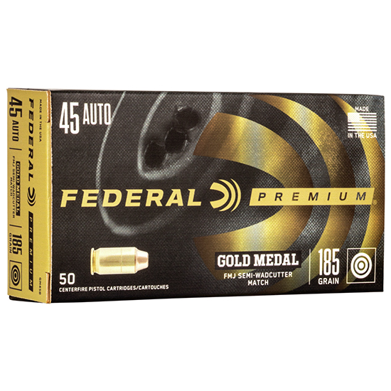 FED GOLD MEDAL 45ACP 185GR FMJ SEMI WC 50/20 - Sale